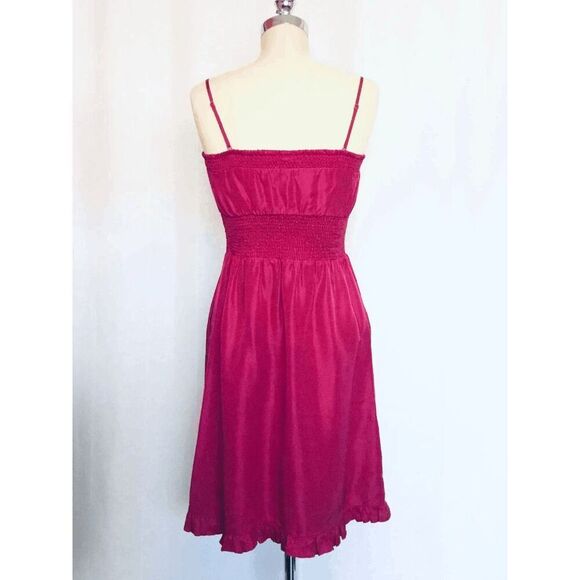 Anthropologie Women’s 4 Maeve Removable Strap Strapless Smocked Silk Dress - Picture 4 of 11